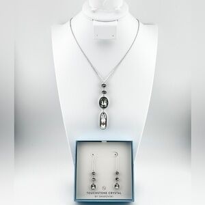 At Night Pendant Necklace & Dangling Earrings Touchstone Crystal by Swarovski